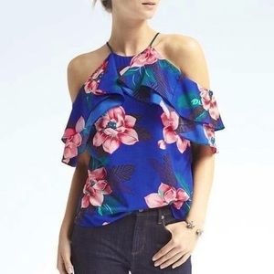 Banana Republic Tropical Cold Shoulder Blouse